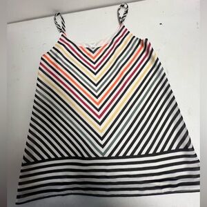 CABI BLACK & WHITE SLEEVELESS STRIP CAMISOLE W/MULTI COLORS SIZE SMALL
